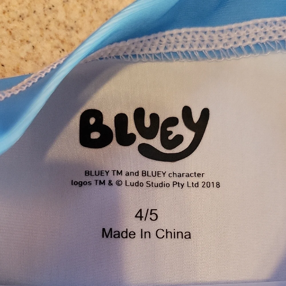 Bluey Rashguard & Trunks 2 Piece Set UPF 50+ Size 4/5 New With Tags